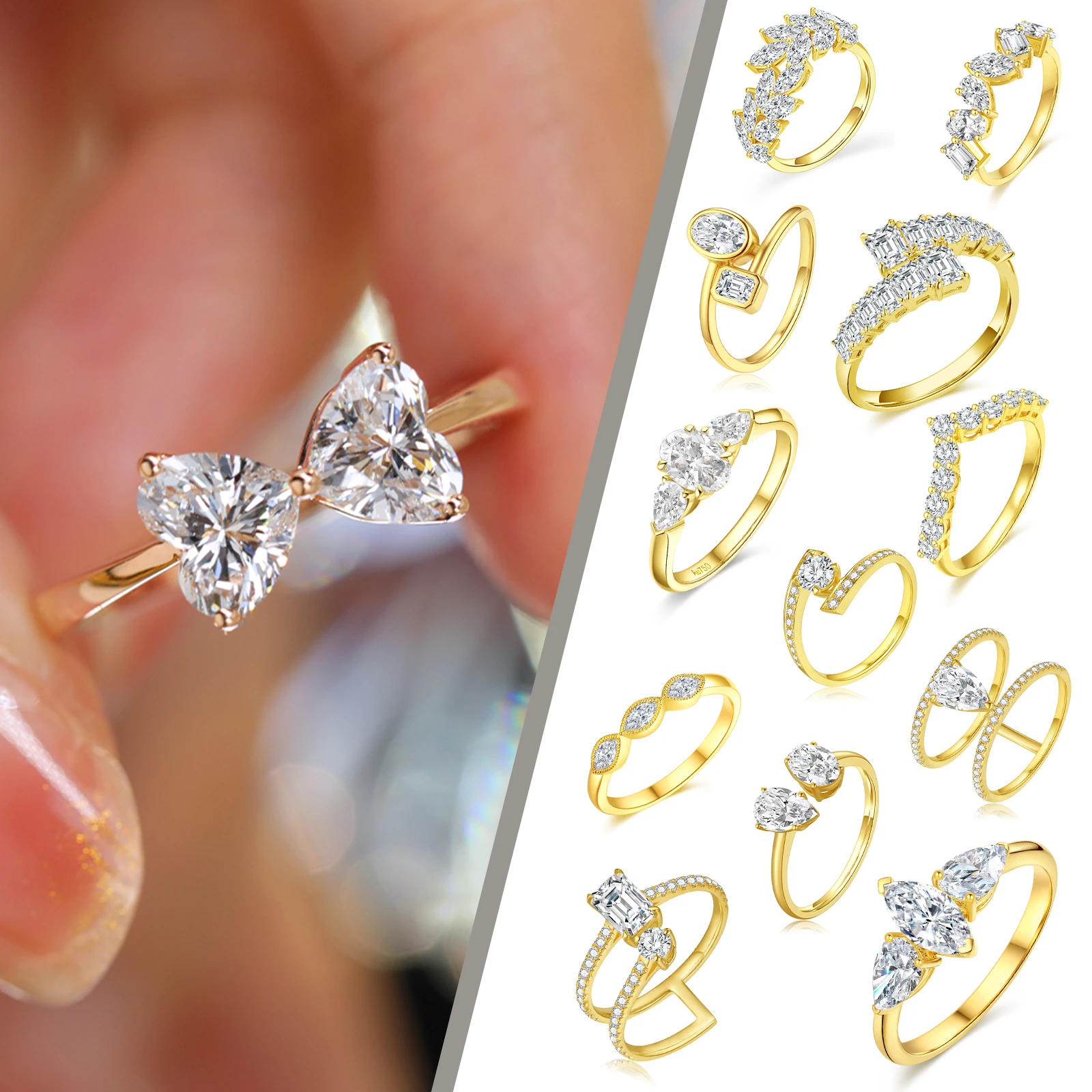 sterling silver s925 14k 18k gold artificial hpht cvd natural real diamond jewelry set for women lab grown made diamond jewelry