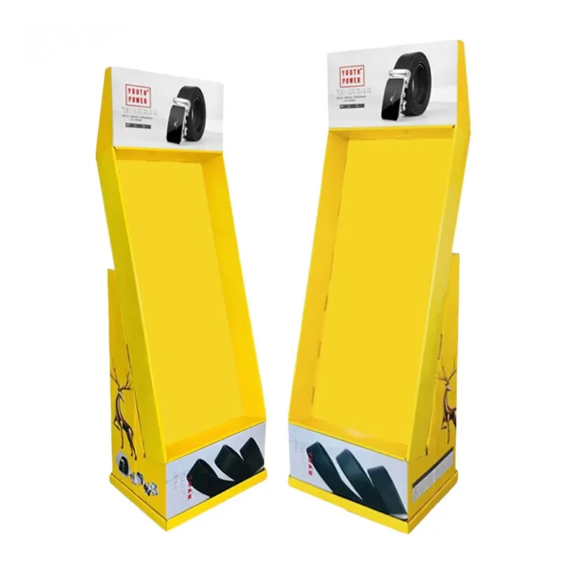 Foldable POP up  Cardboard Floor Gloves Display Stand with Peg Hooks for Hanging Items