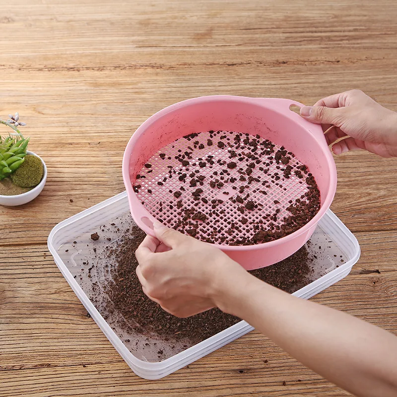 Plastic Mesh Screen Sifting Pan Garden Potting Sieve Plastic Riddle Soil Sieve