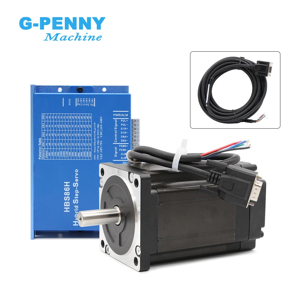 NEMA34 closed loop stepper motor kit 8.5N.m HBS86H+86HS85N 1200Oz-in Hybrid servo motor