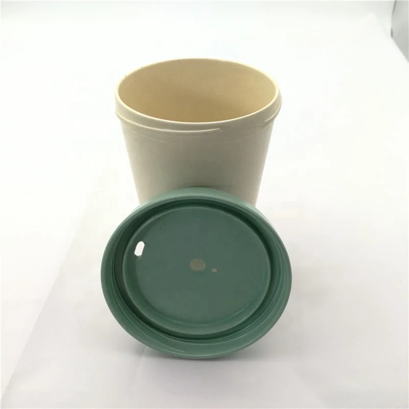 16oz reusable biodegradable bamboo fiber coffee mug cup with bamboo lid