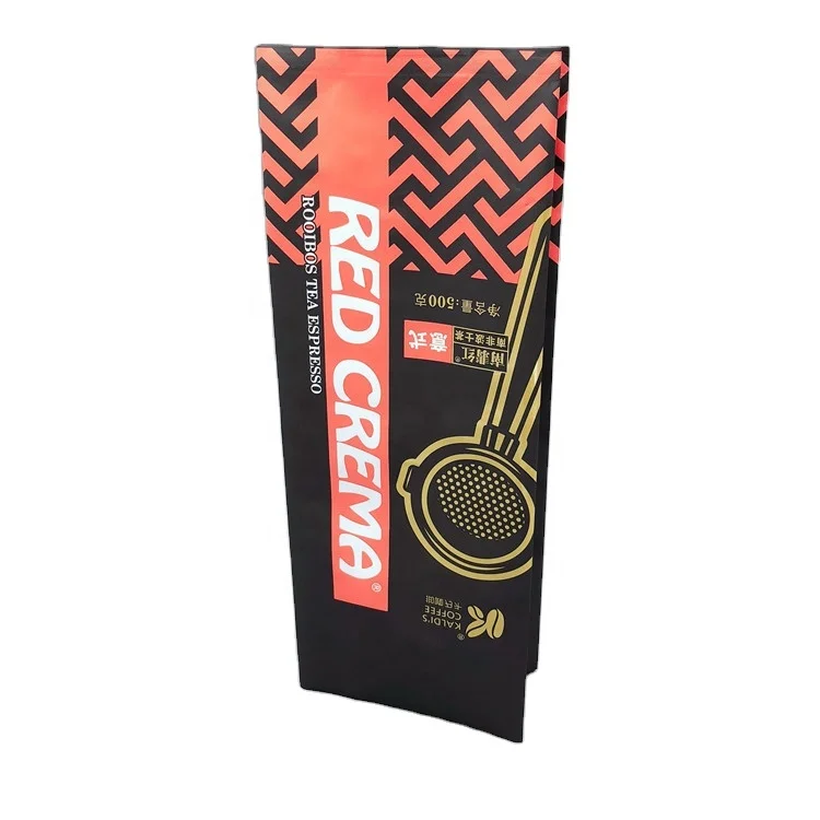 Glossy Red Roasted Coffee Packs With Degassing Valve 12oz Middle Sealed Side Gusset Coffee pouch Bags