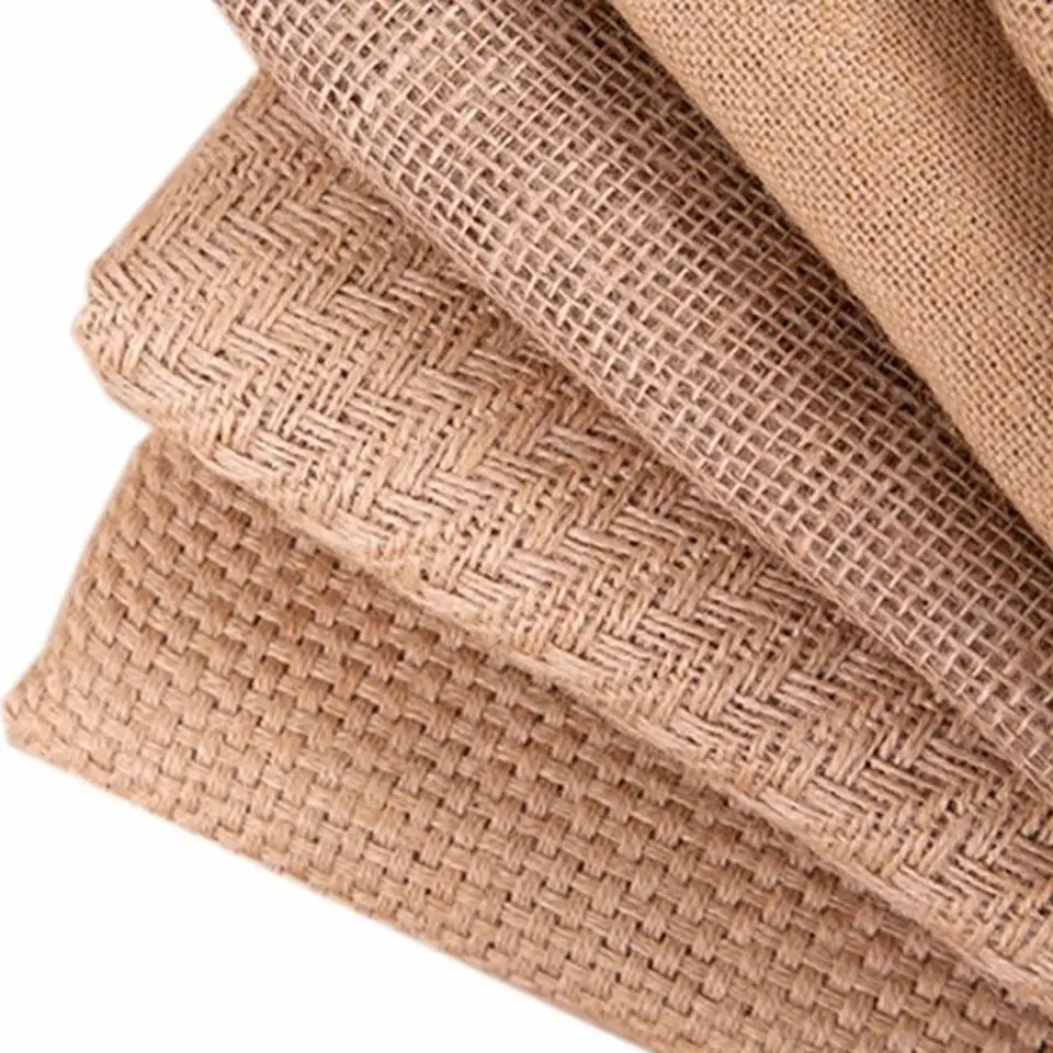 JIAHE Organic Jute Material Natural Burlap Fabric Rolls Color Textile Jute Fabric