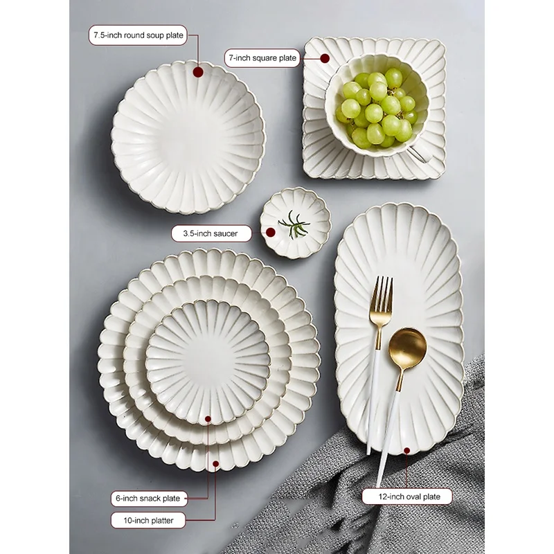 Bowl and Plate Set Home Breakfast Plate Japanese Steak Plate  Creative  Single Dishes