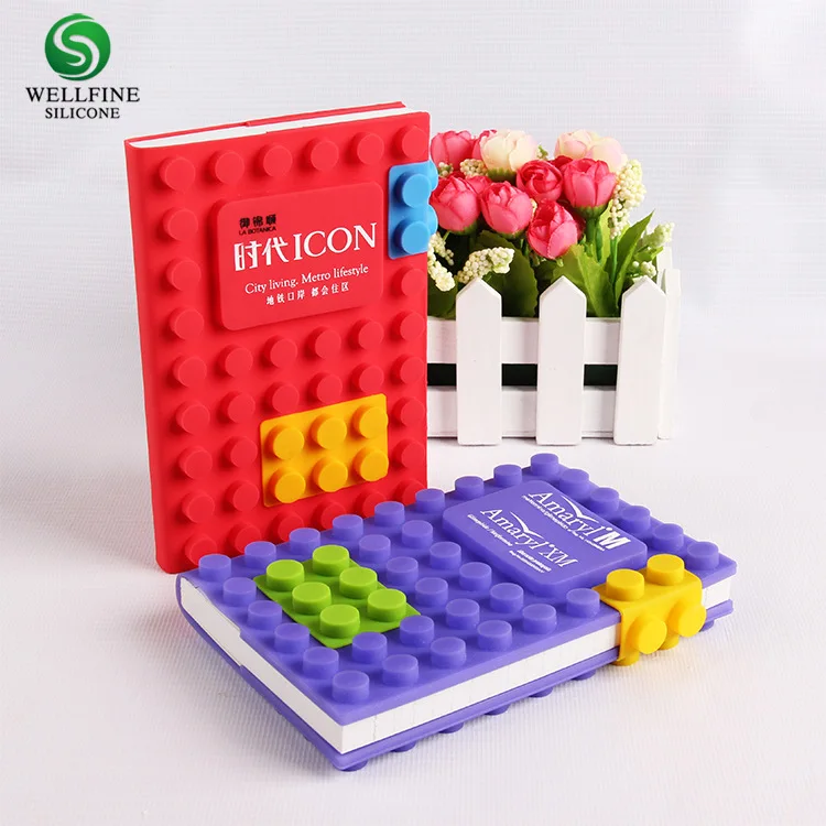 Top quality custom Silicone Cover Diary Notebook with removable block