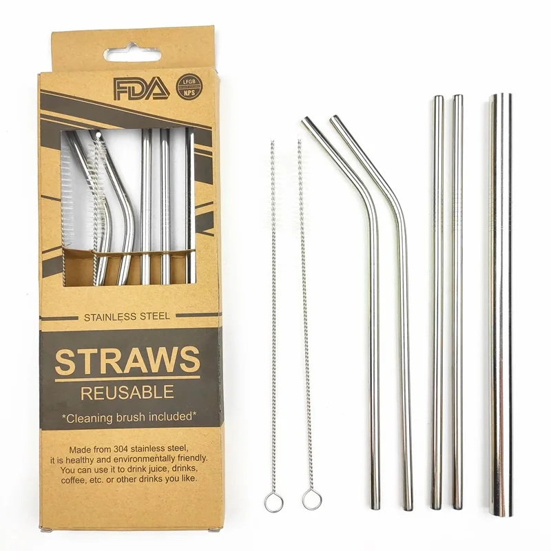 Food Grade Stainless Steel Straws and Brush set Tumbler Accessories