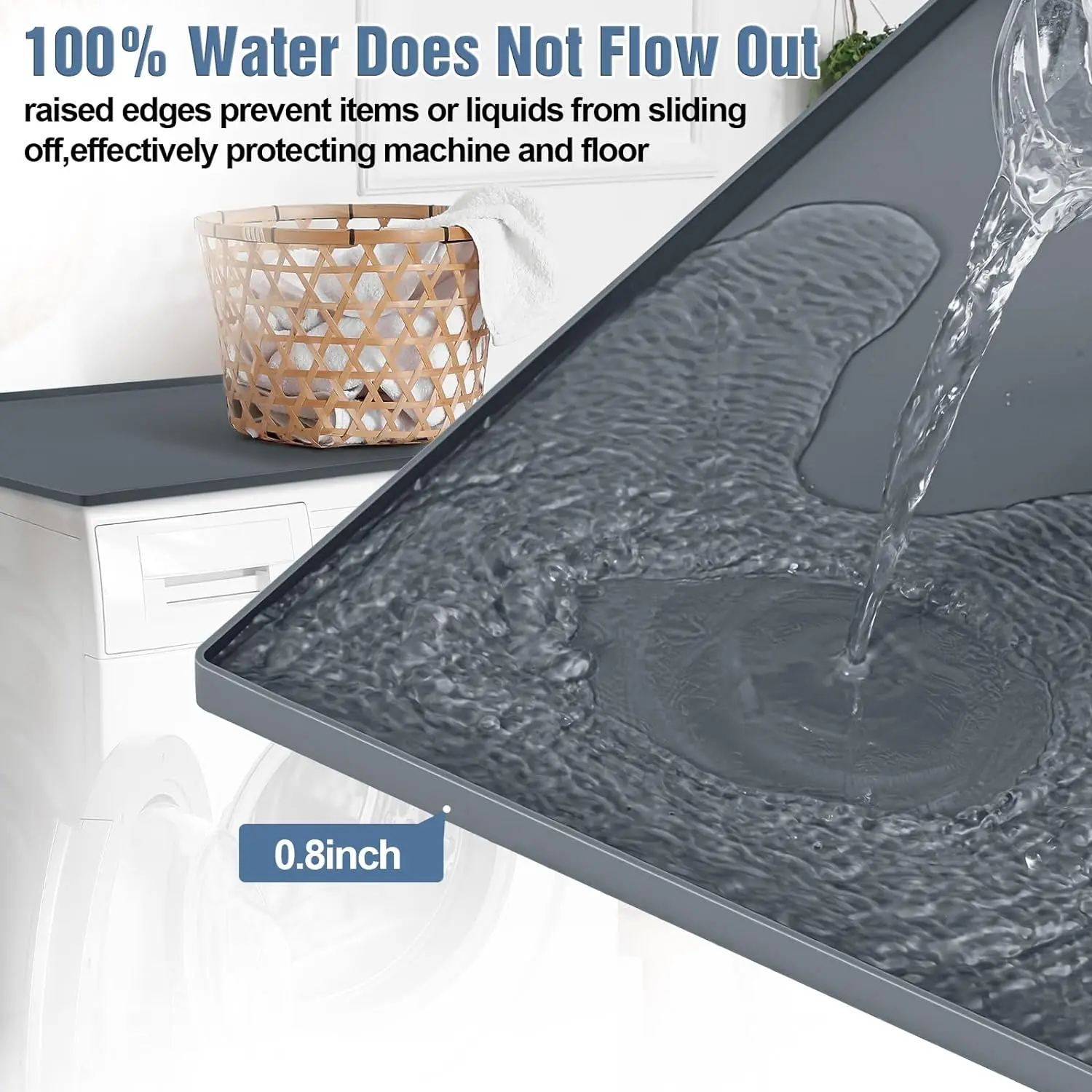 23.6' x 19.7' Heavy Duty Waterproof Silicone Rubber Mat for Laundry Machine and Dryer Top Protector Mat