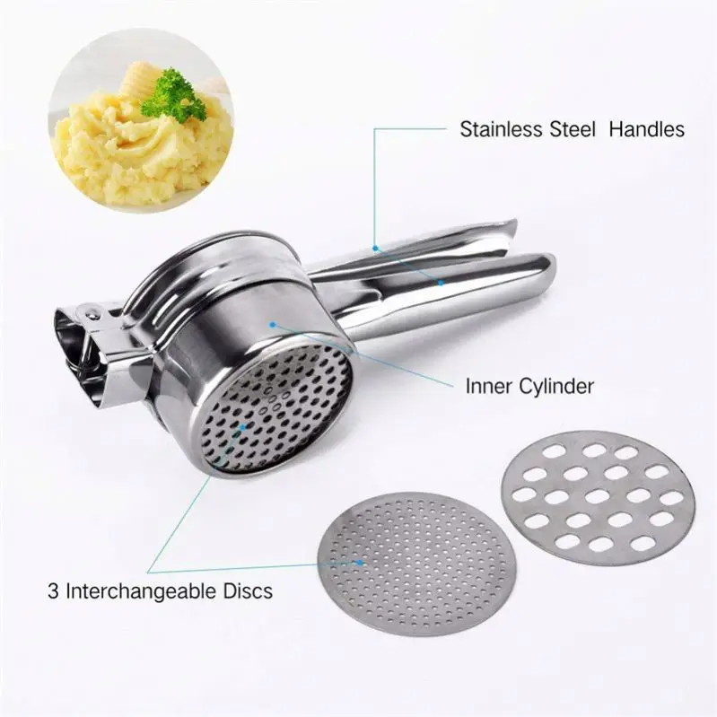 Hot Amazon High Quality Product Kitchen Tool  Duty Stainless Steel Potato Ricer Masher Fruit Baby Food Squash Yams Presser