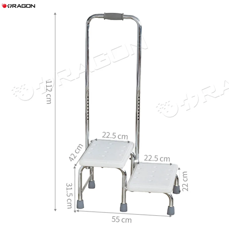 Handicap Holds up to 350lb Step Stool With Handle and Non-Skid Platform Heavy Duty 2 Steps Medical Foot Stool