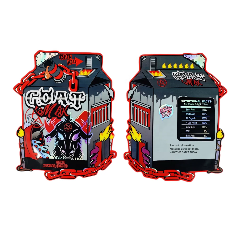 Holographic Candy Ice Cream Edible Flower 8th shaped Mylar Bag 3.5g Cut Out cali bags cookies Packaging cali packs 3