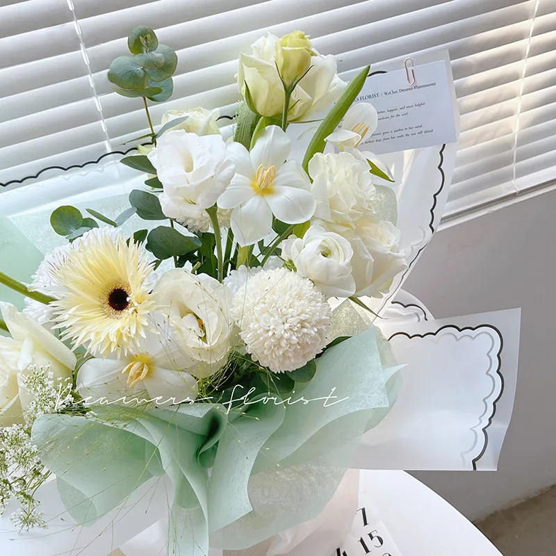 Solid Flower Wrapping Paper Waterproof Floral Bouquet Wrapping Paper Florist Supplies Packaging Paper for Wedding Gift DIY