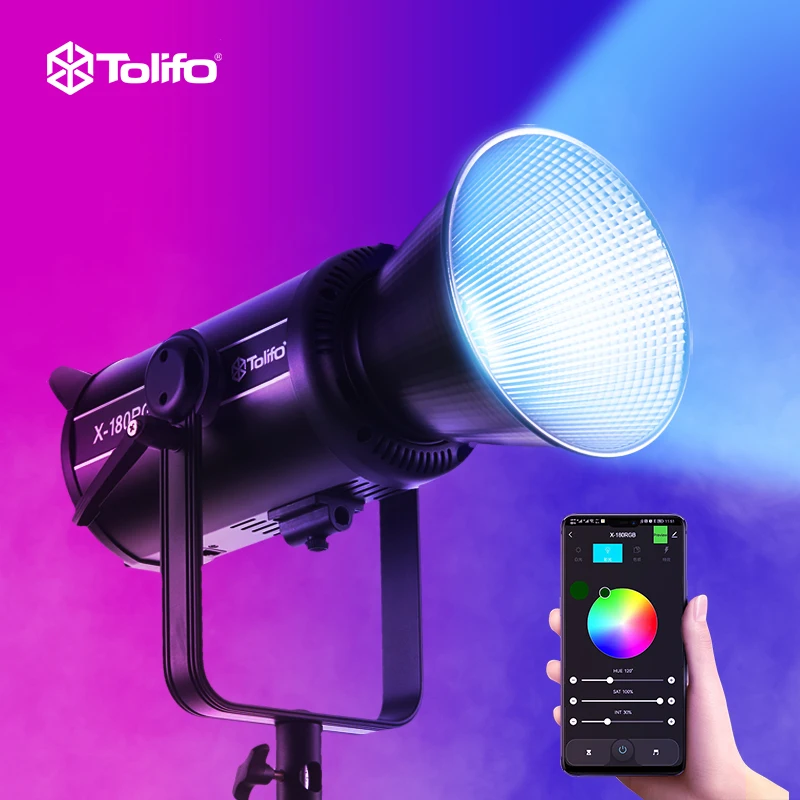 TOLIFO 180W RGB X-180RGB Photography LED Photo Light Video Studio Lighting Lamp with APP DMX Control 2700K-6500K