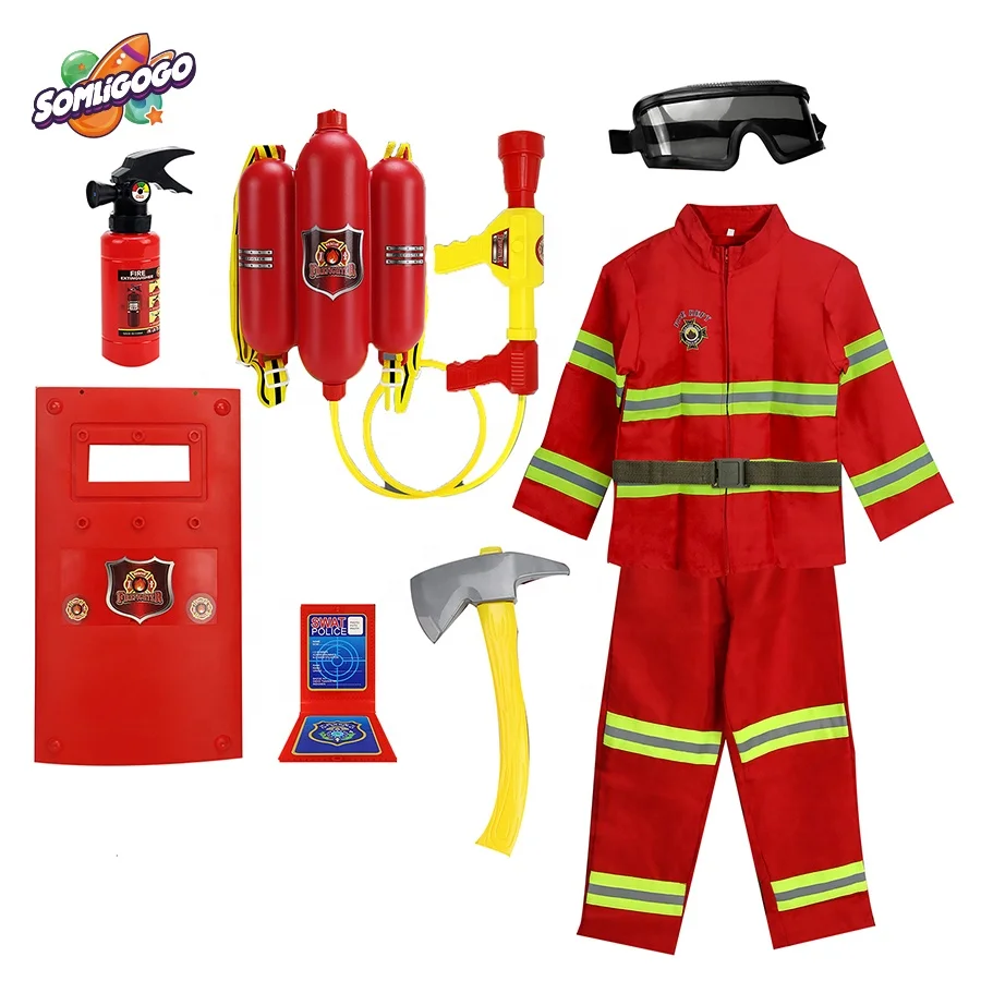 SL Educational Fire combination Pretend Play Toys Fireman Role Play Toy Set Fire Fighters Equipment For Kids Children Toddler