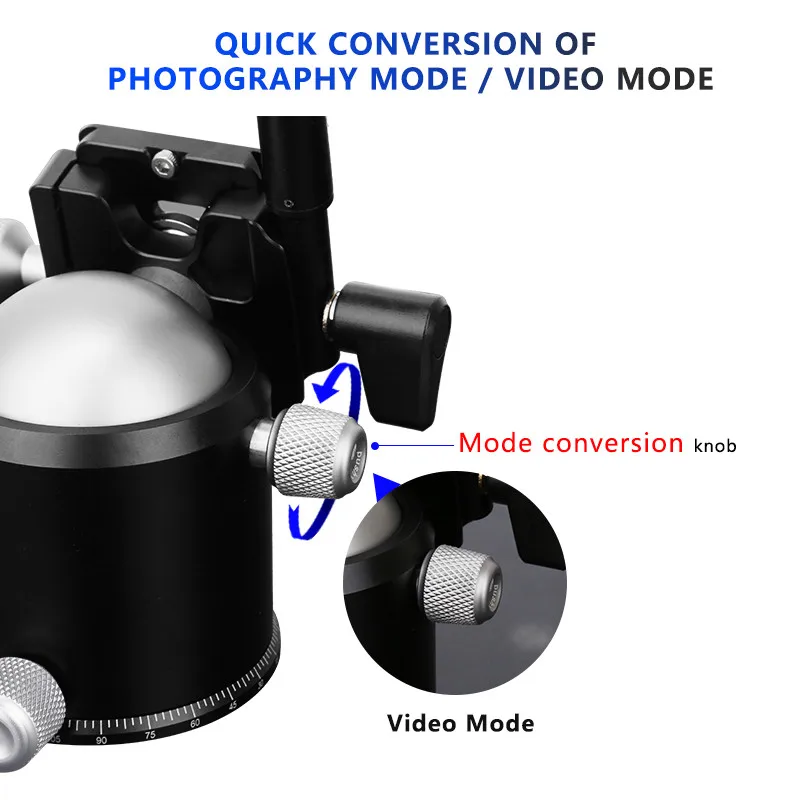 55mm big fluid adapter  tripod ball head mount 360 degree swivel video ball head
