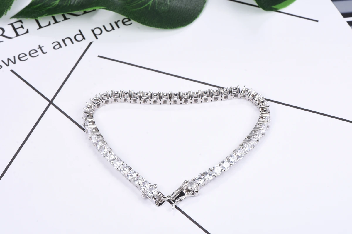 925 Silver Jewellery Bracelet  CZ Stone Silver Plated Tennis Chain Wholesale Trending Tennis Bracelet