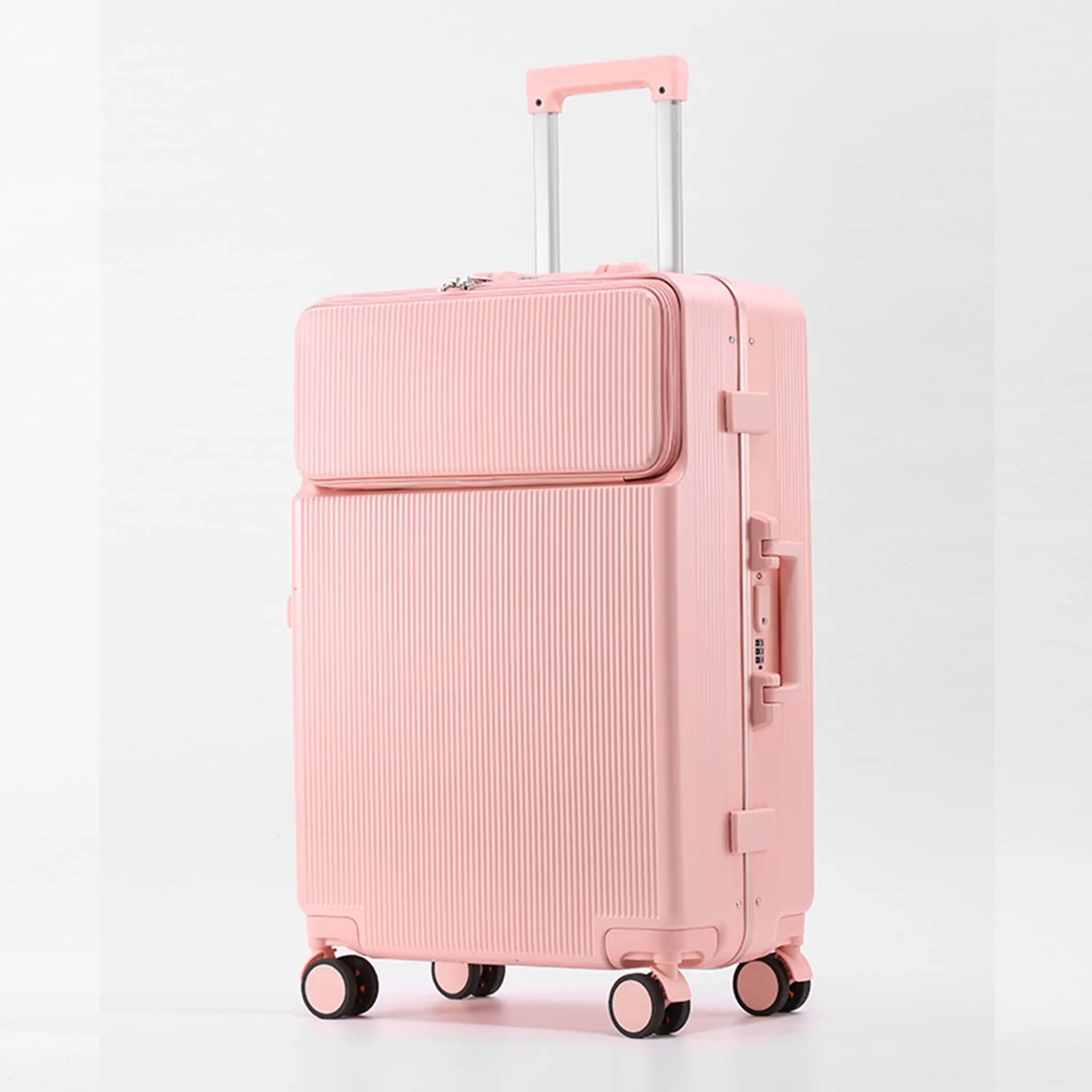 Front open cover double open hot luggage custom German Bayer PC aluminum alloy trolley case can board the suitcase