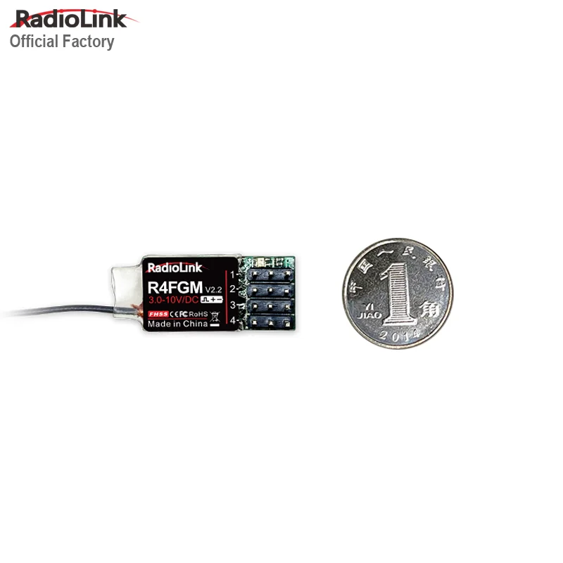 Приемник R4FGM Radiolink, 2,4 ГГц 3-10VDC, 4 канала, Радиоуправляемый гироскоп для мини-радиоуправляемых автомобилей и лодок для радио RC4GS V3 RC6GS
