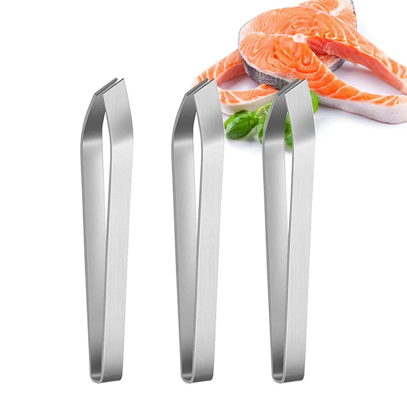 Kitchen Gadget stainless steel precise tongs Pliers Remover Tool fish bone chef tweezers