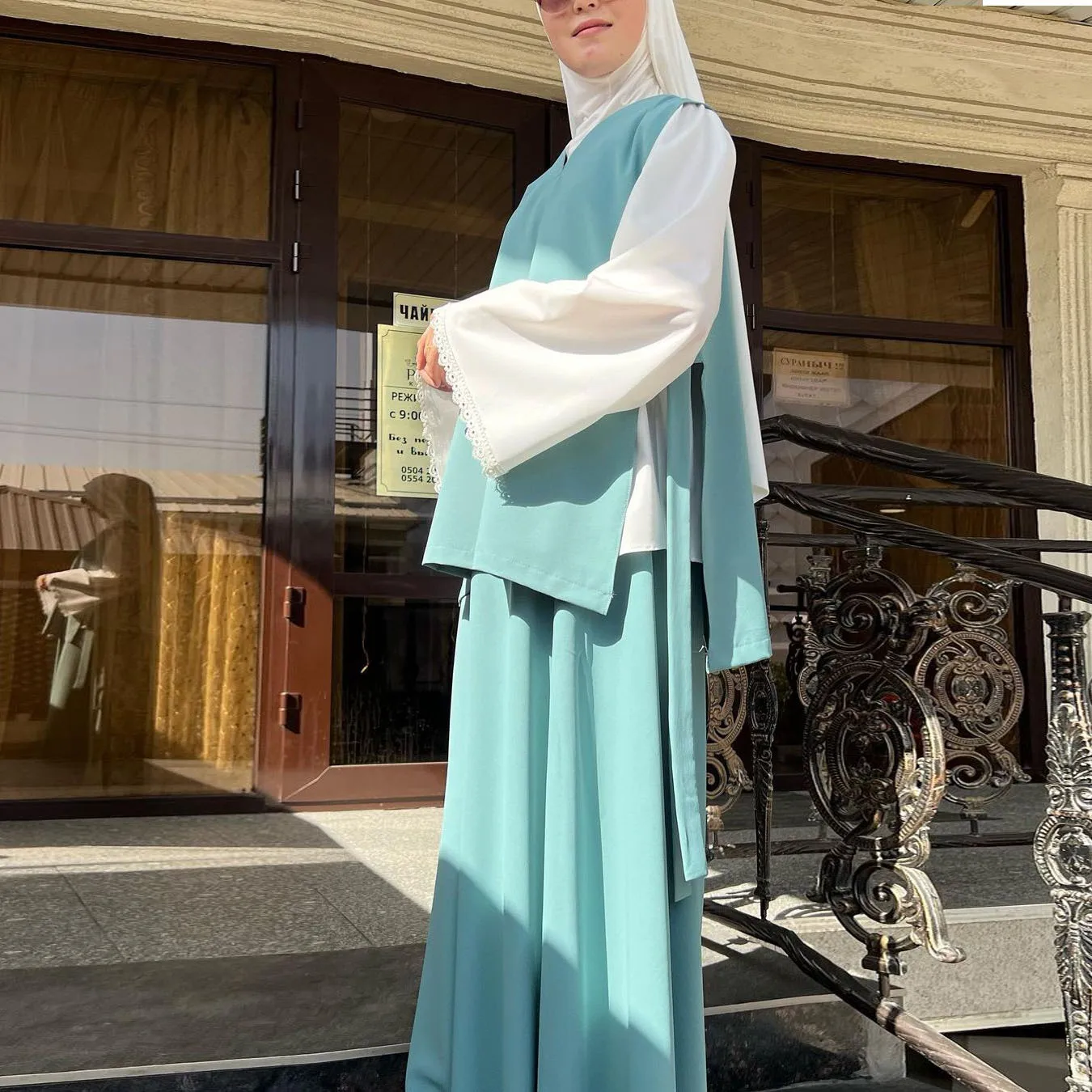 2023 Middle East Muslim Women islamic abaya dresses set ethnic clothing  turkey Muslim dress