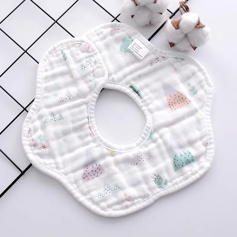 
Hot Sale Baby Petal Bib 360 Degree Rotating Absorbent Bib Six Layer Cotton Gauze Bib Maternal And Child Supplies Saliva Towel 