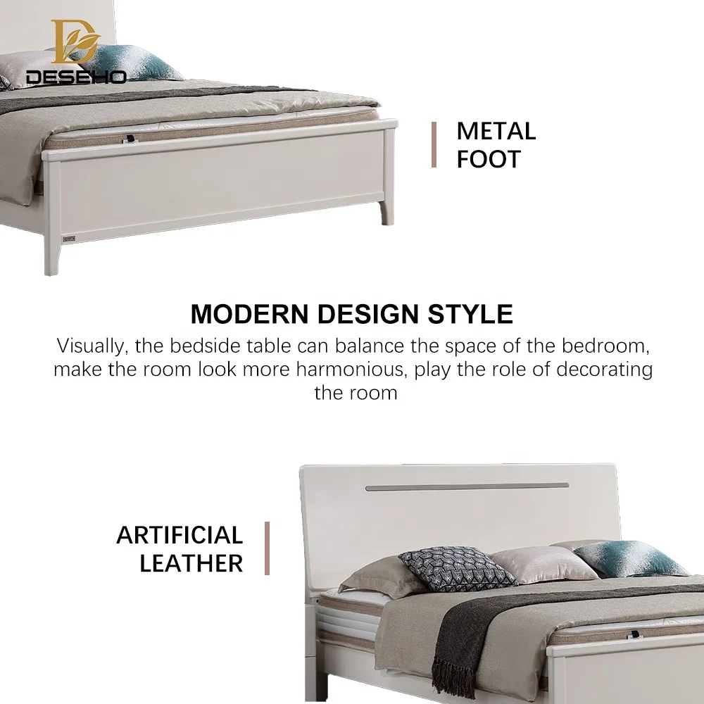 DISIHE China Furniture Manufacturer Double/ Queen/ King White Wooden Bed