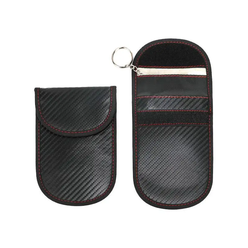Portable Carbon Fiber RFID Blocking Faraday Bag Anti Theft Car Key Protector Pouch