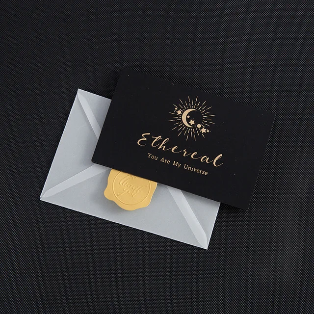 Luxury New Product Custom Thank You Card Paper Gold Foil VIP Card Envelope Packaging Box