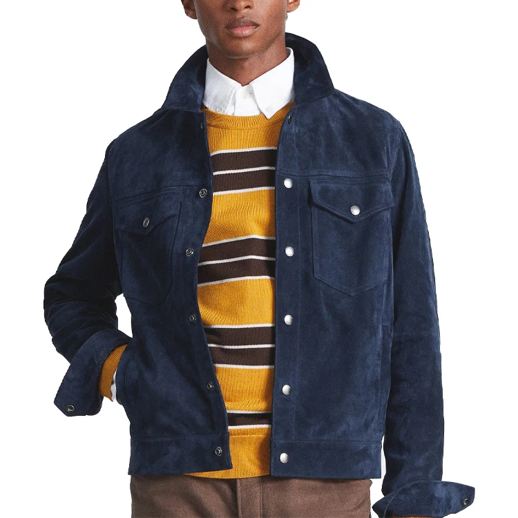 High quality suede jacket for men Classic four-button lapel plus size Winter men solid suede jacket