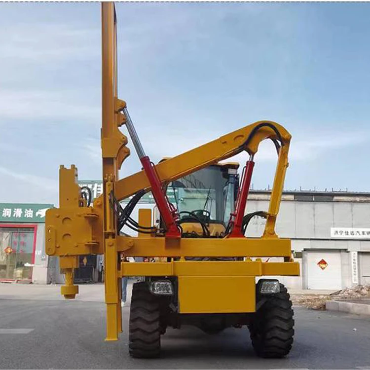 Vibratory pile driver guard rail construction highway Installation hydraulic screw pile driving machine