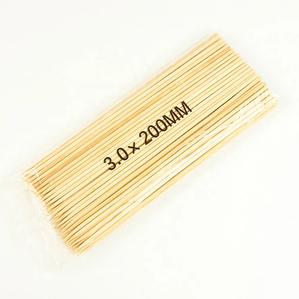 Natural Bamboo Round Bbq Disposable 2.5mm 30cm Skewer Sticks Barbecue Stick With Bamboo Skewers