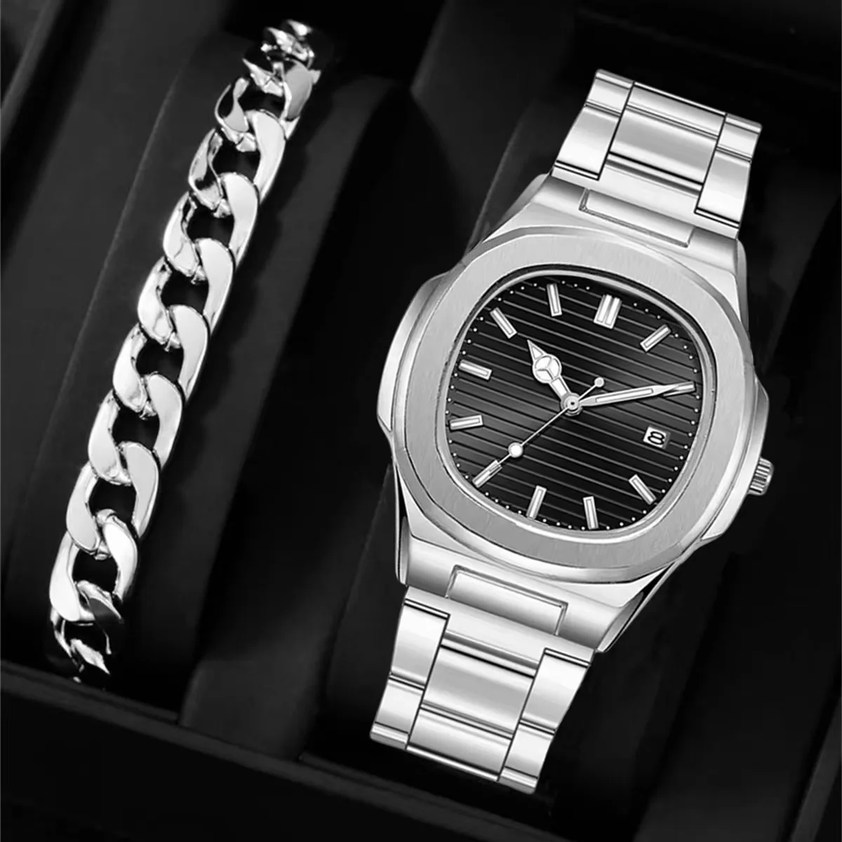 Hot Business Calendar Stainless Steel Quartz Watches For Men Waterproof Luxury Watch Ultra-thin