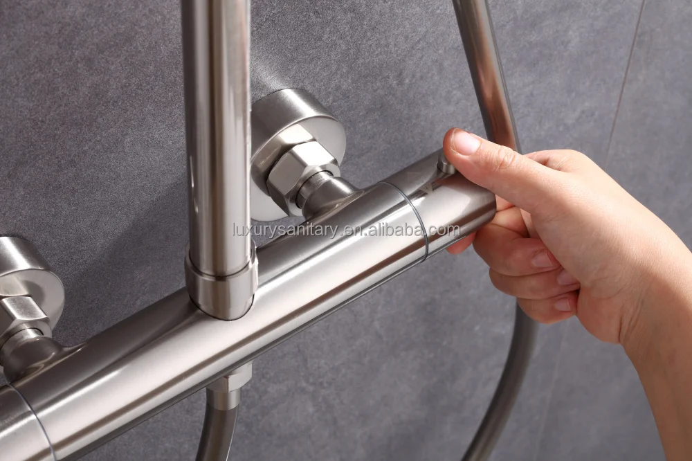 brass material nickle brush bathroom thermostatic shower set faucet shower system equipment