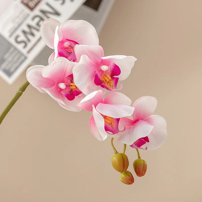 5 Heads 71cm Real Touch Phalaenopsis Artificial Orchids For Home DIY Decor Centerpiece Flowers Purple White Yellow Rose Color