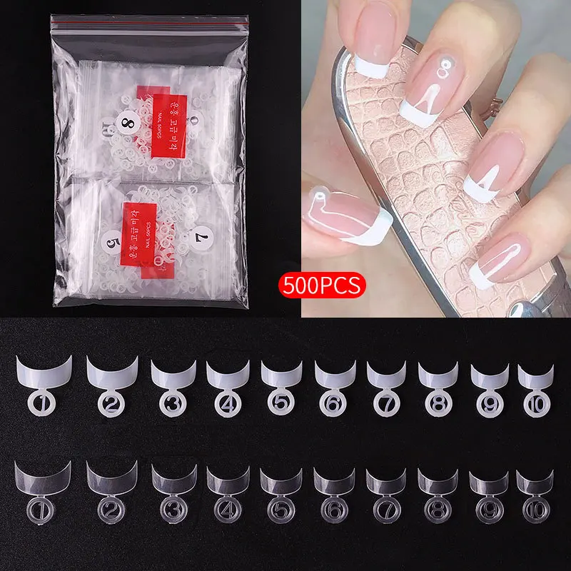 Crescent Shape False Tips French Short Style Acrylic Half Nails for Nail DIY & Salon 500Pcs Nail Art Manicure