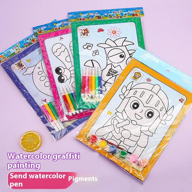 New Handmade DIY Water Painting Book Sets Cartoon Drawing Toys Paper Graffiti Painting Kits