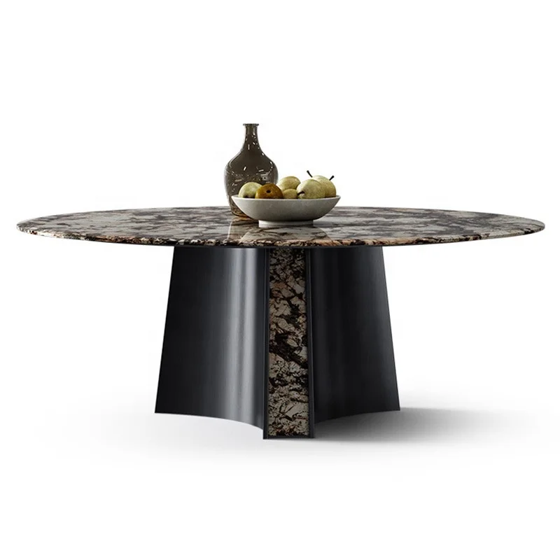 Royal Design Marble Top 150 cm Round Dining Table Sets Rotating Table Restaurant 6 Chairs For Dining Room