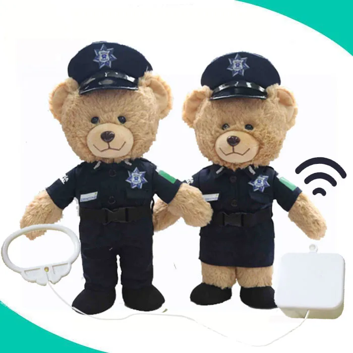 Custom plush animals police teddy bear recordable voice modules message recordable plush toys