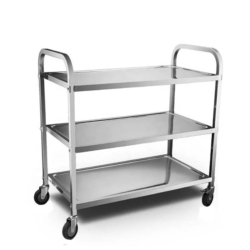Тележка для сервировки столов из нержавеющей стали, 3 уровня