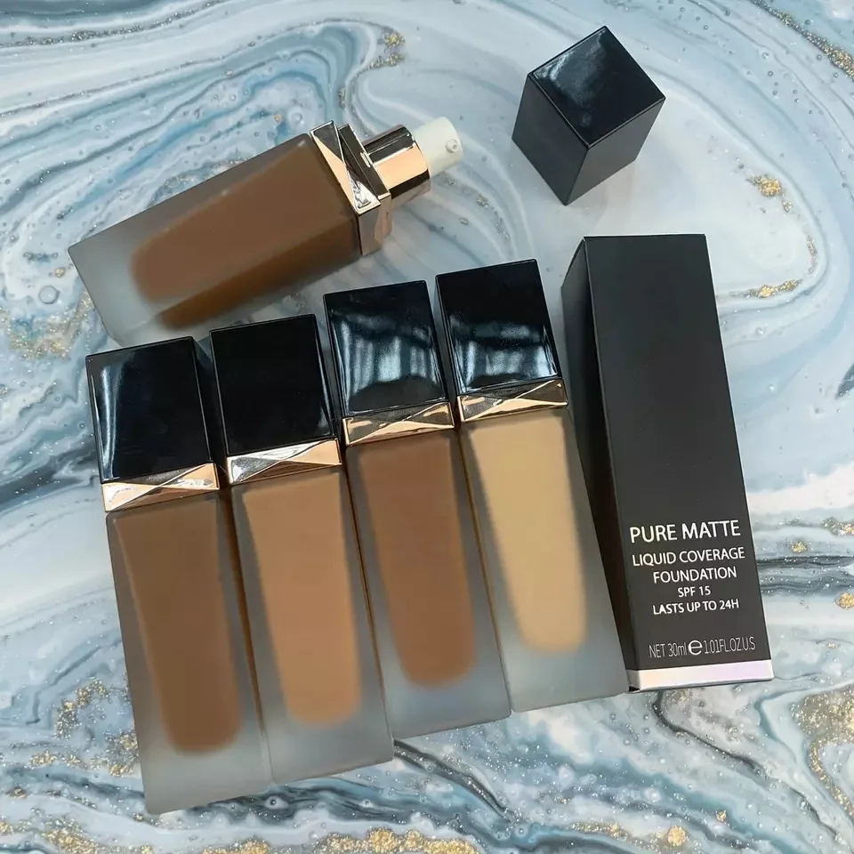 No logo Makeup White Mineral Full Coverage Waterproof Natural Foundation Private Label Liquid Foundation