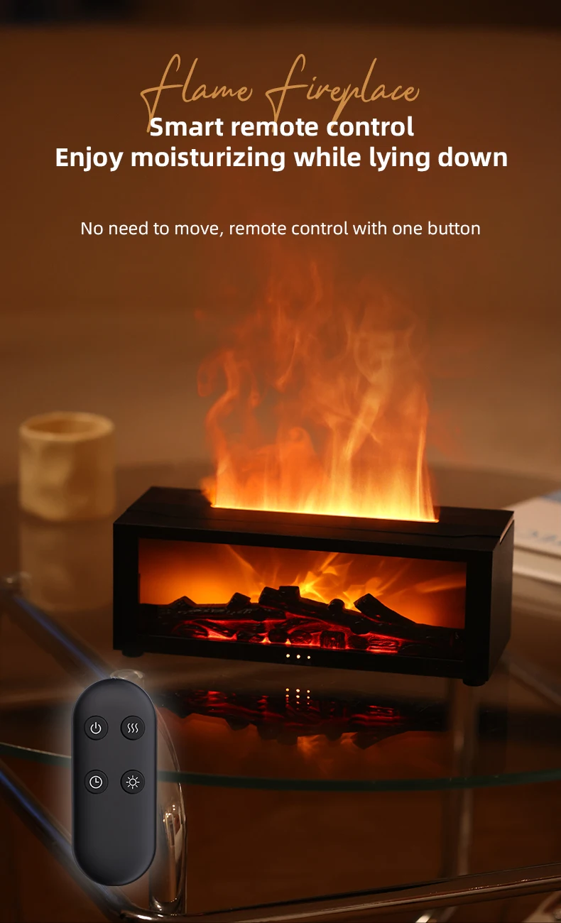 2024 New Release unique high end fireplace shape flame humidifiers innovation 7-Color flame oil essential Aroma Diffuser