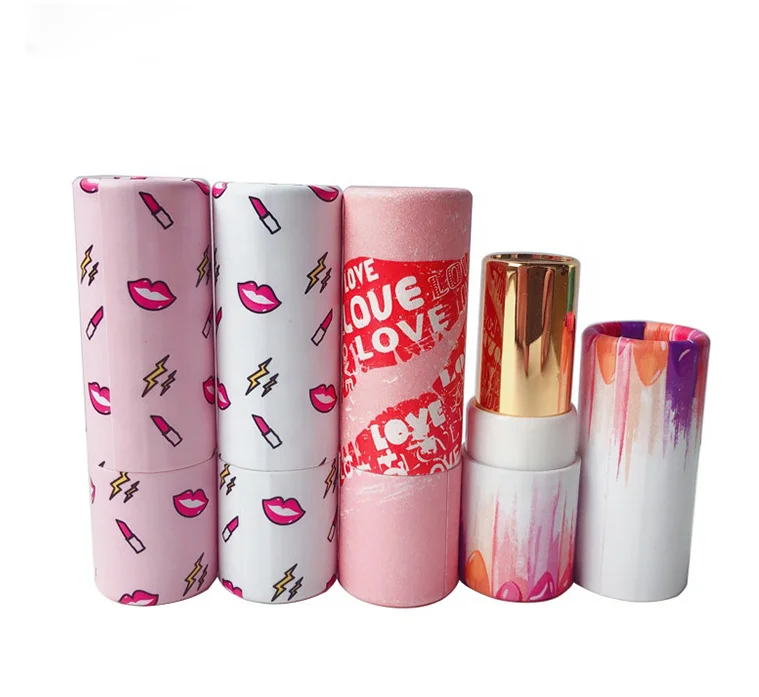 
Mini custom design cardboard packaging tube container for lipsticks paper lipstick balm paper 