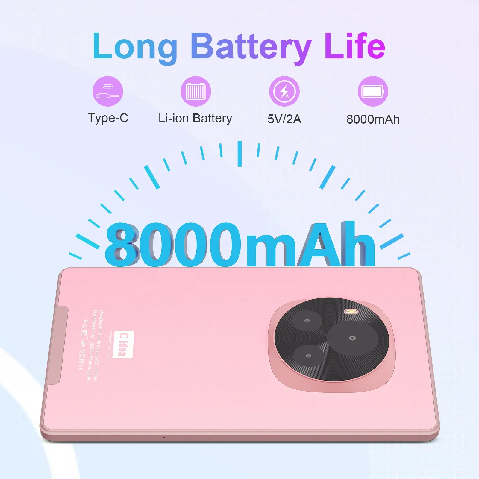 C idea завод 10 дюймов Android 13 планшетный ПК 800 * 1280HD IPS 8 ГБ + 512 г 8000 мАч с Sim для студентов (розовый)