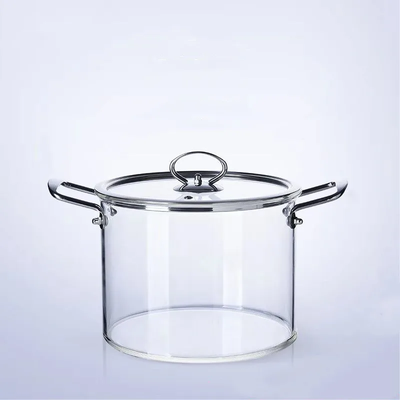 Kitchen fire direct glass pot for cooking boiling soup on stove 2.5L 3.5L 4.5L 5.5L