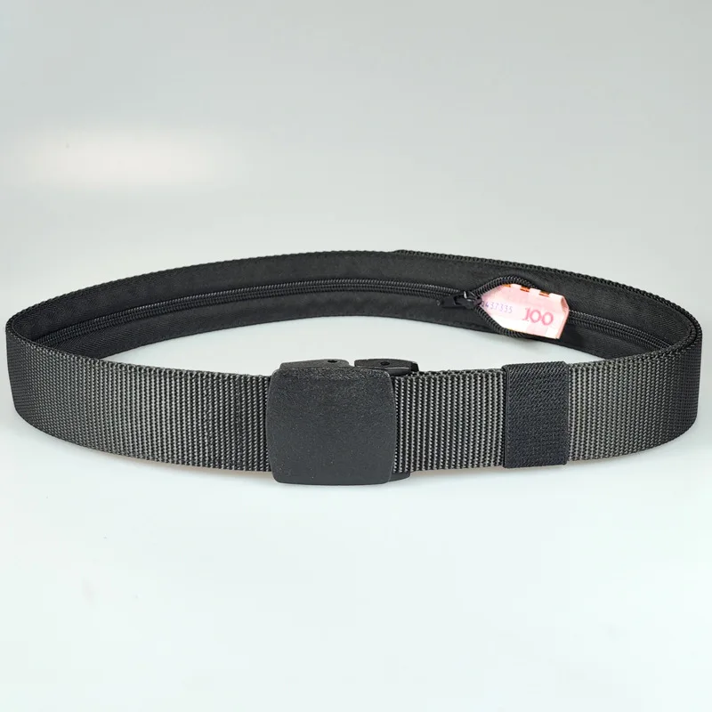 Hot Sale Security Money Belt with Hidden Money Pocket with Plastic Buckle Outdoor Webbing Nylon Money Belts for Travel for Men