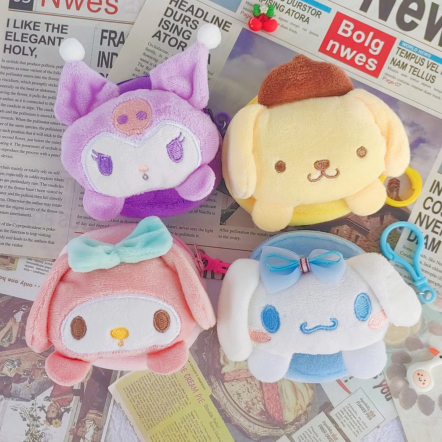 Кошелек с милой собакой Kuromi Melody Sanrio бархатный плюшевый для