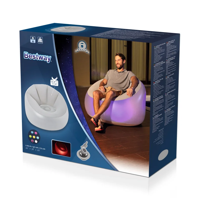 Bestway 75086 Inflatable Furniture Living Room Modern Sofa Luxury outdoor LED  chair