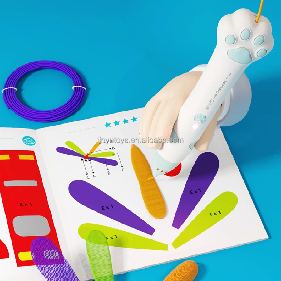 DIY Intelligent Metal Motor Kids 3d Pen Printing Drawing Pens Kids ABS Filament Christmas Birthday Gift Toy 3D Pen for Kids