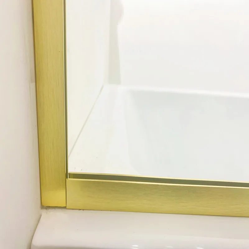 Gold bath tub shower door with SGCC quality tempered glass walk in shower glass door fixed shower door glass