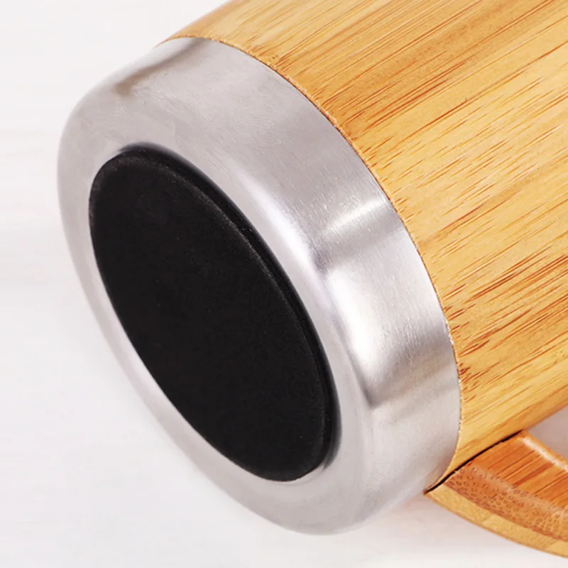 Watersy New Arrival 350ml coffee 304 stainless steel inner and bamboo surface external heat press travel mug sublimation