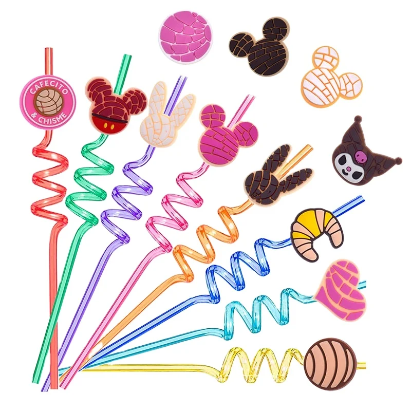 Ins hot seller mexican food straw topper PVC bad bunny concha cafecito y chisme straw charm tips toppers